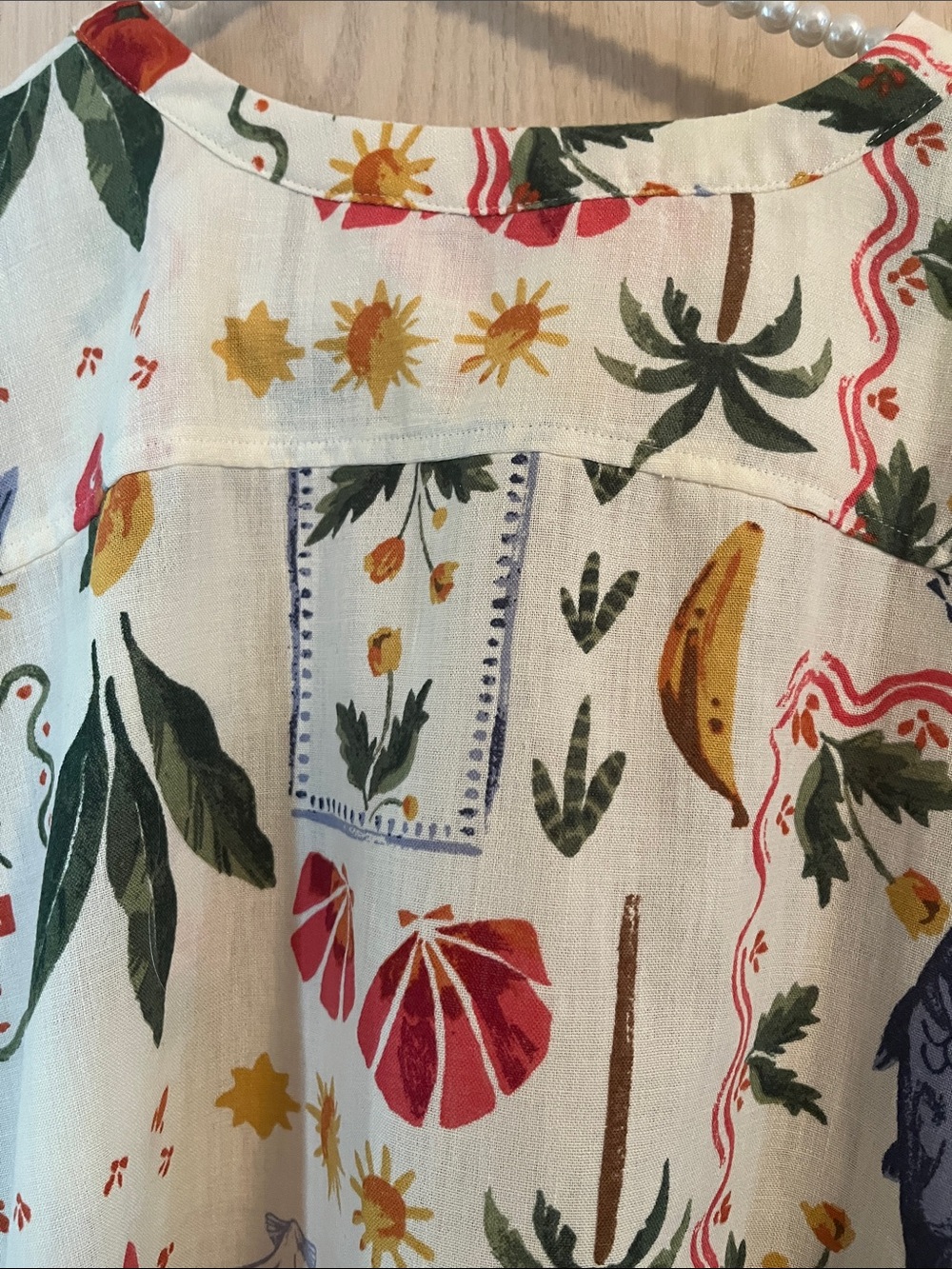 Reitmans Cream Blouse with Multicolor Tropical Print - Picture 8 of 11